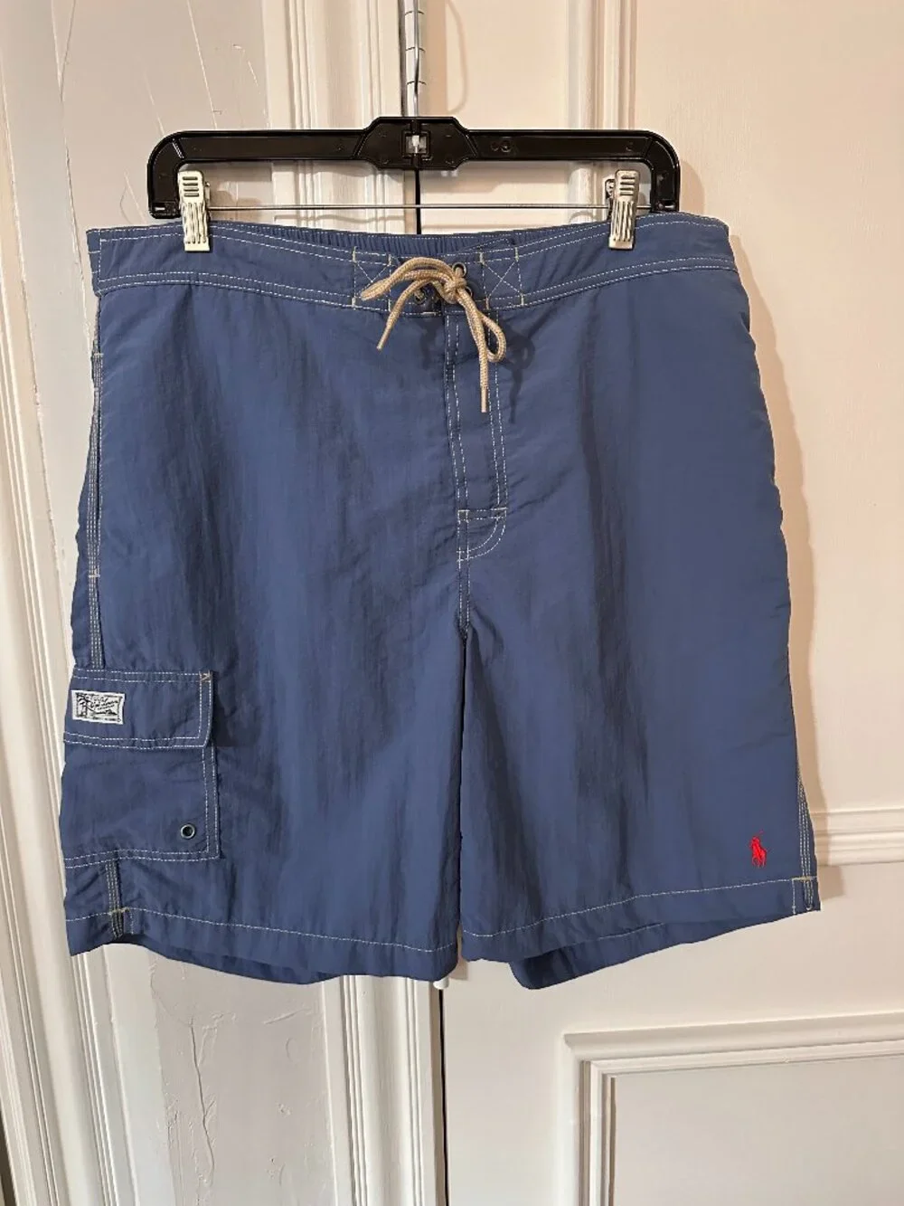 Polo Ralph Lauren Cargo Board Shorts Men's Large Blue Swim Trunks Classic Logo